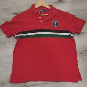 Ralph Lauren Red Polo Shirt with Striped Detail